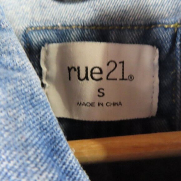 Rue 21 Denim Jean Dress Small Y2K Distressed Ripped Grunge Long Sleeve Rue21 - Picture 7 of 12